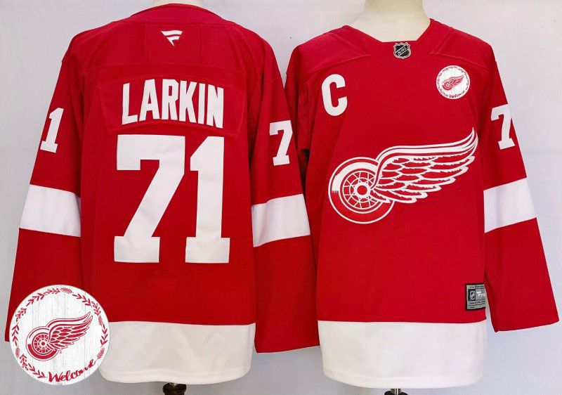 Men Detroit Red Wings #71 Larkin Red Fanatics 2025 NHL Jersey style 3